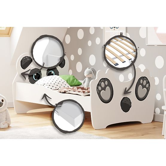 Pat de o persoană Panda 160x80 cu saltea