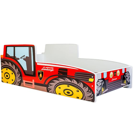 Pat de o persoană Tractor roșu 140x70 cu saltea