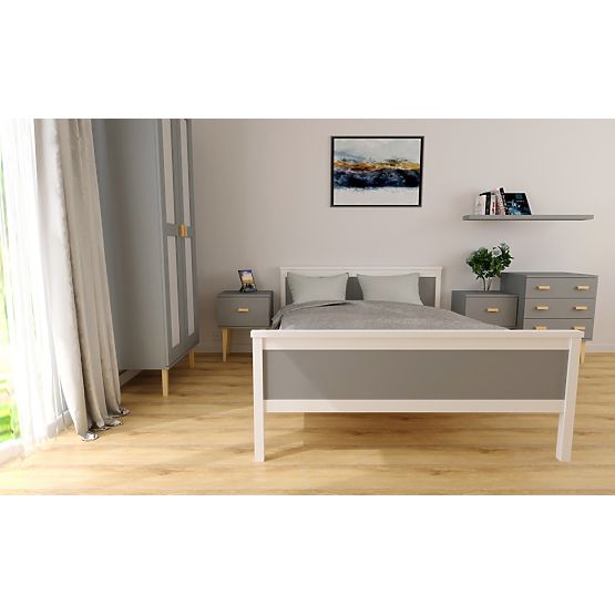 Pat de lemn Ikar 200 x 120 cm - gri-alb