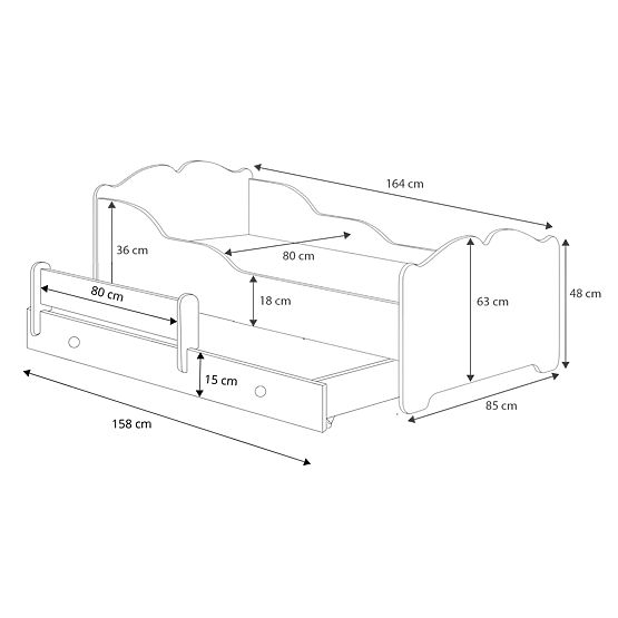 Pat dublu ANNA 160x80 Corn de unicorn