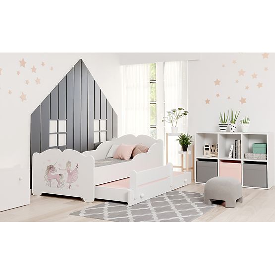 Pat dublu ANNA 160x80 Fata cu unicorn