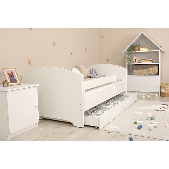 Pat pentru copii Ourbaby cu barieră - alb