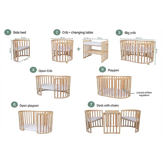 Pat oval de creștere Ruby 7 in 1 PLUS - natural