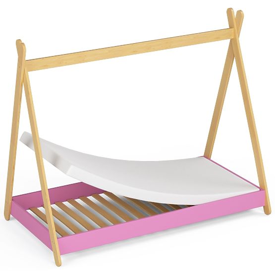 Pat pentru copii 160x80 GEM cu saltea roz
