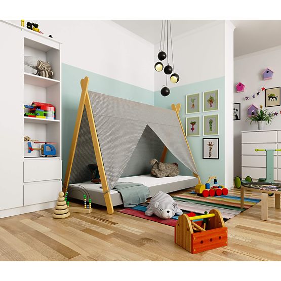 Pat pentru copii 180x80 GEM cu saltea gri