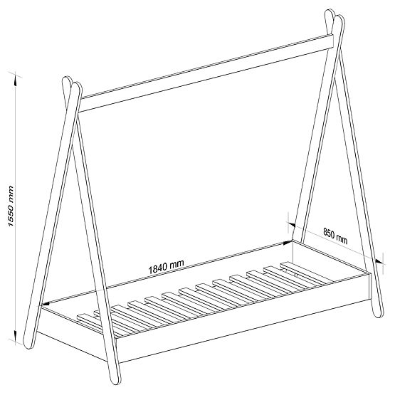 Pat pentru copii 180x80 GEM cu saltea gri