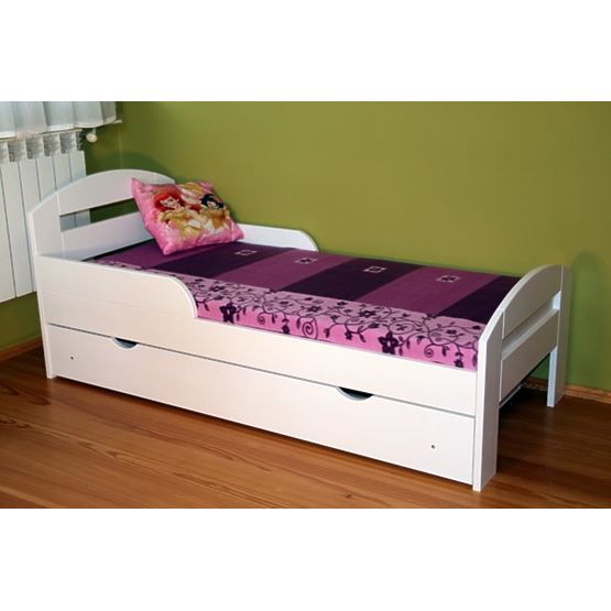 Pat pentru copii 2 in 1 cu spațiu de depozitare, Timi - alb