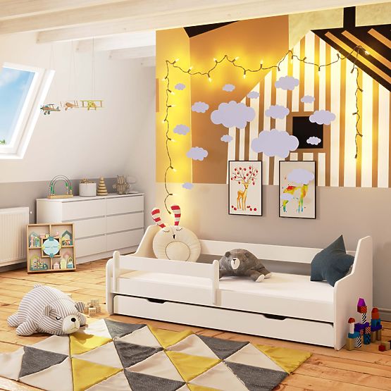 Pat pentru copii ACTIV 180x80 Alb + Saltea