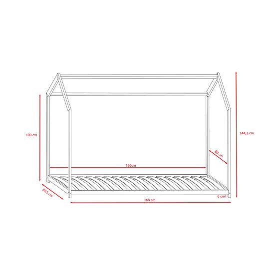 Pat pentru copii Bella în formă de căsuță - Alb