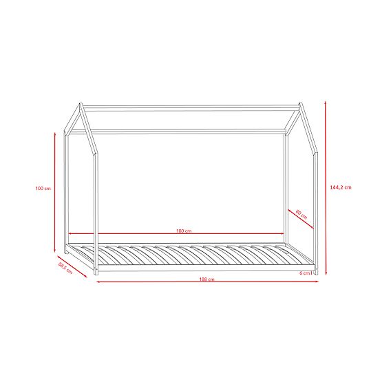 Pat pentru copii Bella în formă de căsuță - Alb