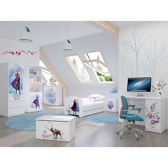 Pat pentru copii cu barieră - Regatul de gheaţă 2 - decor pin norvegian