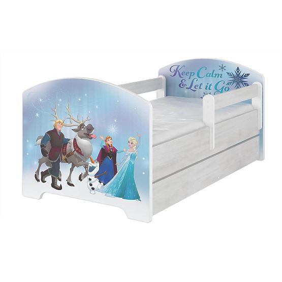 Pat pentru copii cu barieră - Regatul de gheaţă - decor pin norvegian