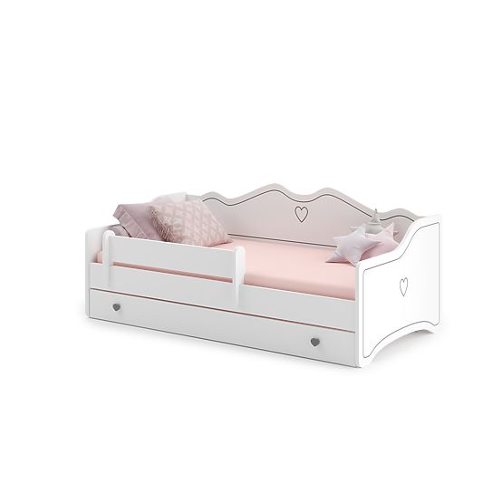 Pat pentru copii EMMA cu sertar și barieră 180x80 gri