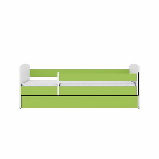 Pat pentru copii cu barieră Ourbaby - verde-alb