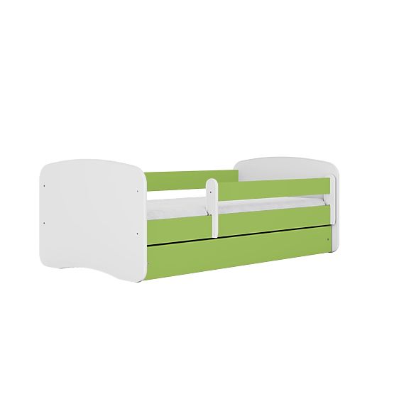 Pat pentru copii cu barieră Ourbaby - verde-alb