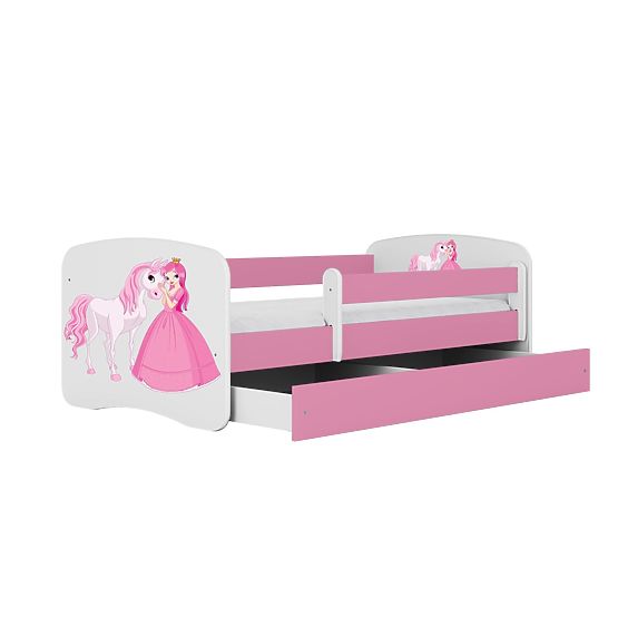 Pat pentru copii cu barieră Ourbaby - Prințesă cu ponei