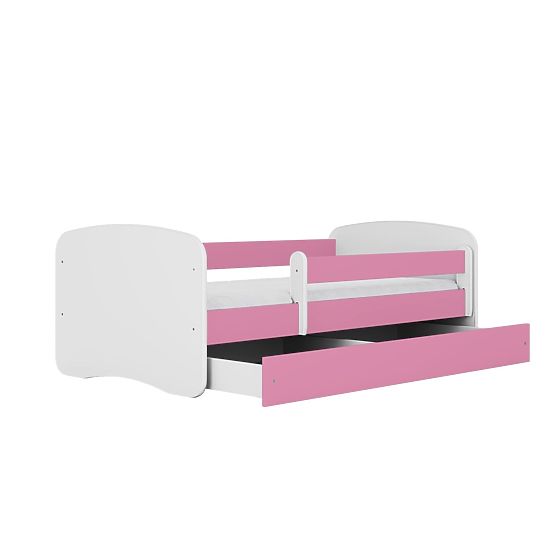 Pat pentru copii cu bariera Ourbaby - roz-alb