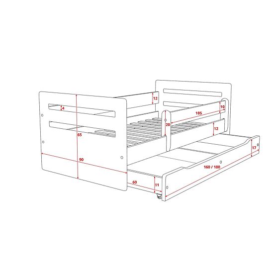 Pat pentru copii Ourbaby Tomi - roz