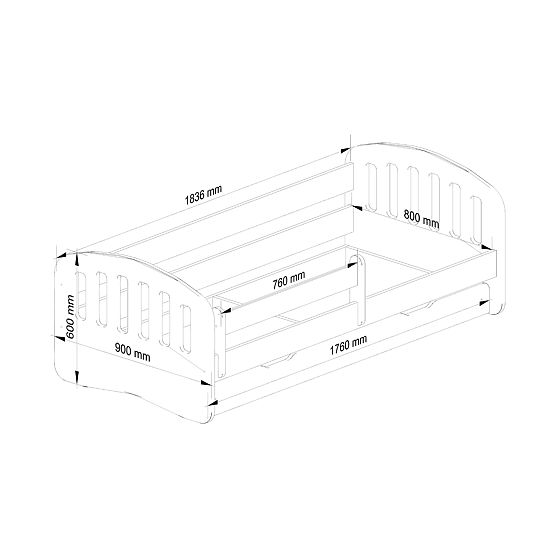 Pat pentru copii PLAY 180x80 Roz + Saltea