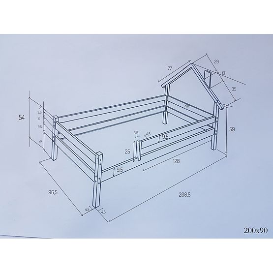 Pat pentru copii tip căsuță Ollie - natural
