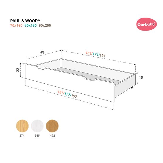 Pat pentru copii tip căsuță Ollie - natural