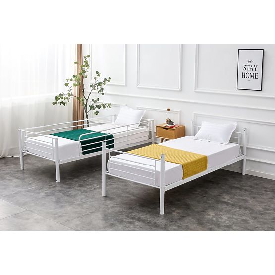 Pat supraetajat metalic BUNKY 200x90 cm - alb
