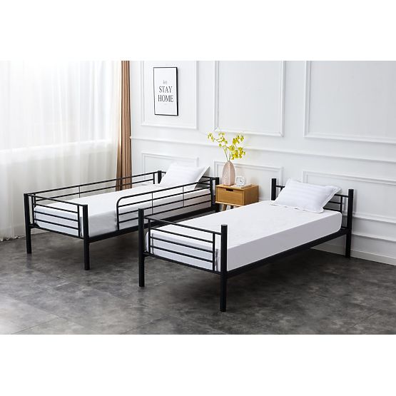 Pat metalic cu două etaje BUNKY 200x90 cm - negru