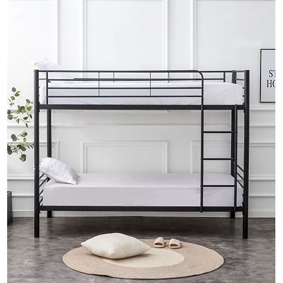 Pat metalic cu două etaje BUNKY 200x90 cm - negru