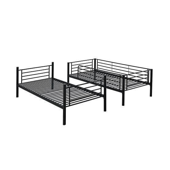 Pat metalic cu două etaje BUNKY 200x90 cm - negru