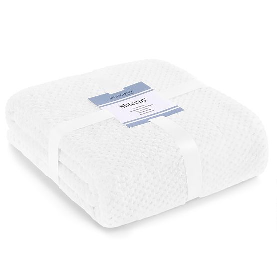 Pătură SHLEEPY albă cu relief jacquard stil clasic 220x240