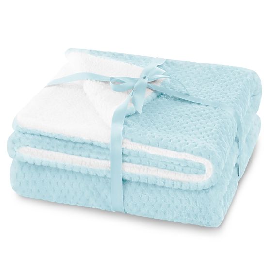 Pătură SHLEEPY albastră cu model jacquard stil clasic 130x180