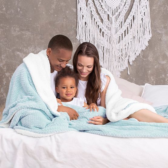 Pătură SHLEEPY culoare albastru deschis model jacquard stil clasic 70x150