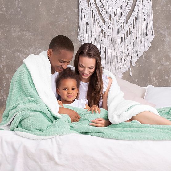 Pătură SHLEEPY culoare mentă, jacquard clasic 130x180