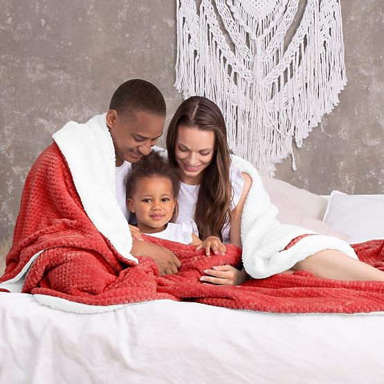 Pătură SHLEEPY culoare roșie jacquard embosat stil clasic 130x180