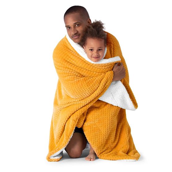 Pătură SHLEEPY portocalie cu model jacquard stil clasic 130x180