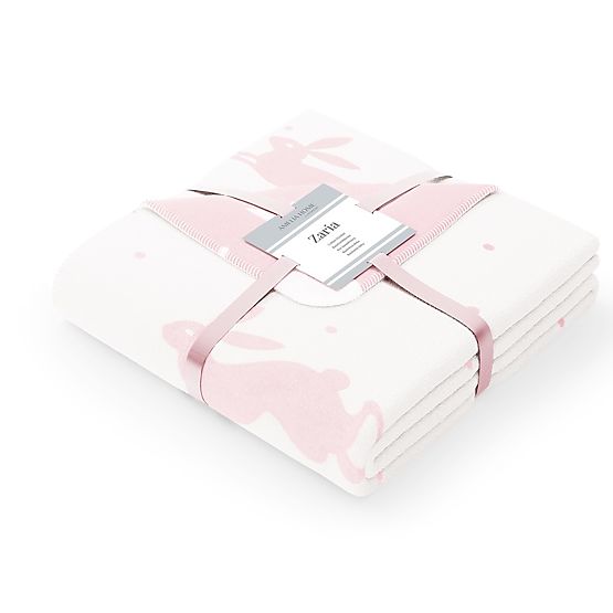 Pătură ZARIA culoare roz pudră imprimată 150x200