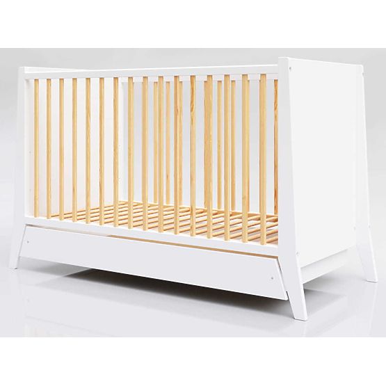 Pătuț pentru copii Cosmo Scandi 120x60 alb-natural
