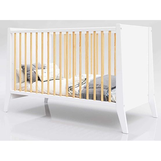 Pătuț pentru copii Cosmo Scandi 120x60 alb-natural