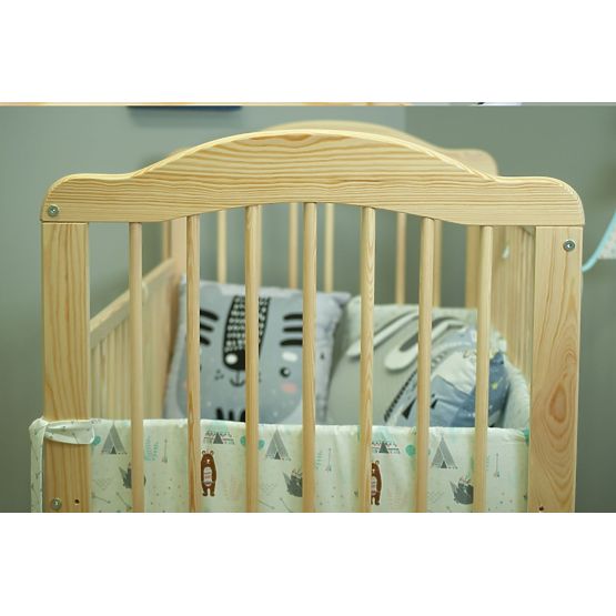 Pătuț Alec pentru copii cu perete lateral cu string -natural
