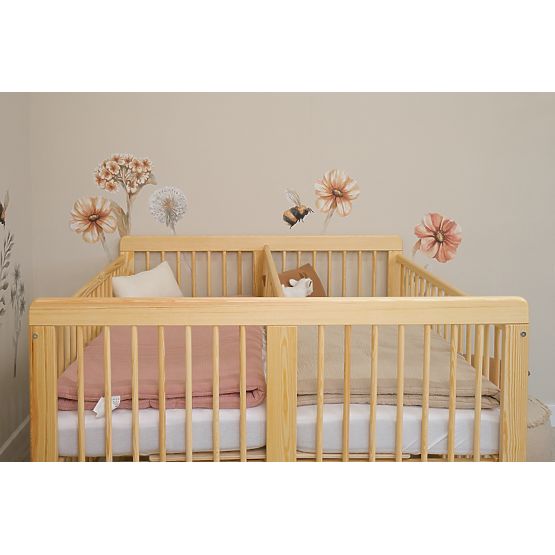 Pătuț din lemn pentru gemeni Ourbaby - natural