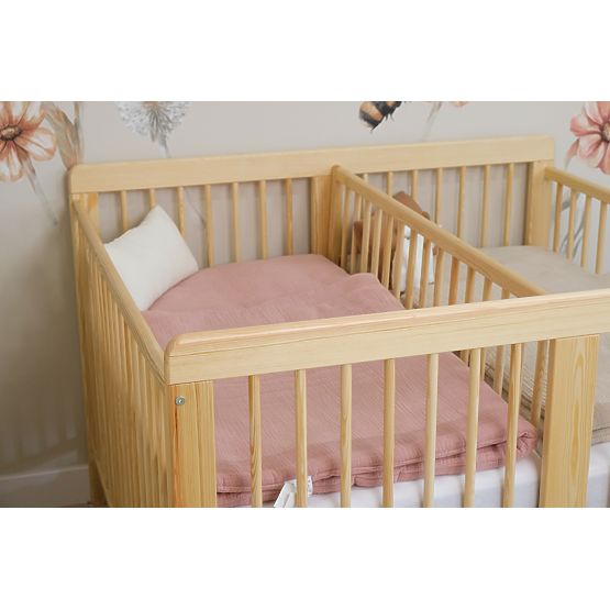 Pătuț din lemn pentru gemeni Ourbaby - natural