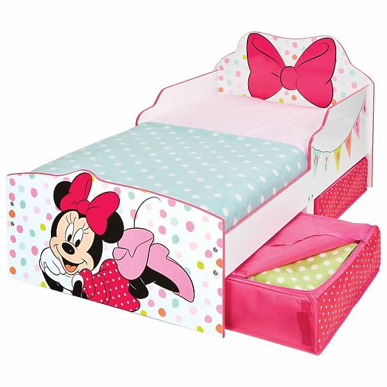 Pat pentru copii Minnie Mouse cu spațiu de depozitare