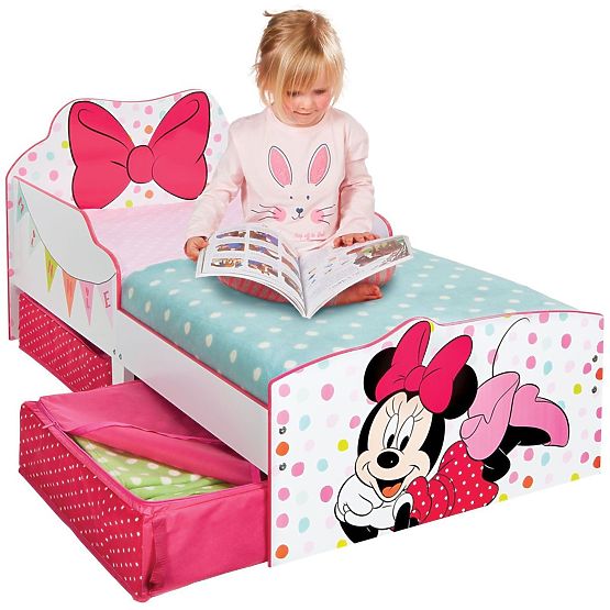 Pat pentru copii Minnie Mouse cu spațiu de depozitare