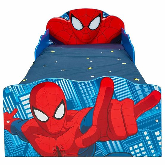 Pat pentru copii Spiderman cu lumină și spațiu de depozitare