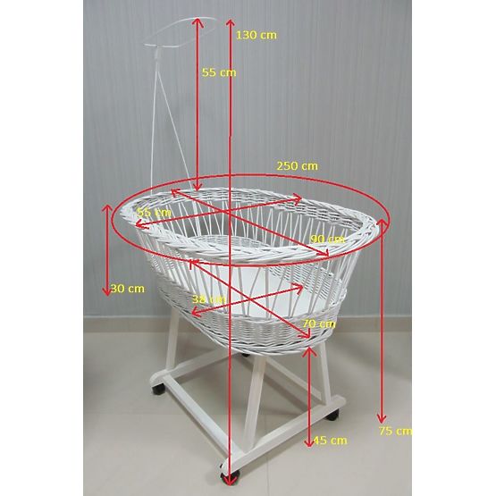 Pătuț Teddy din răchită pentru bebeluși – culoare naturală cu accesorii bej