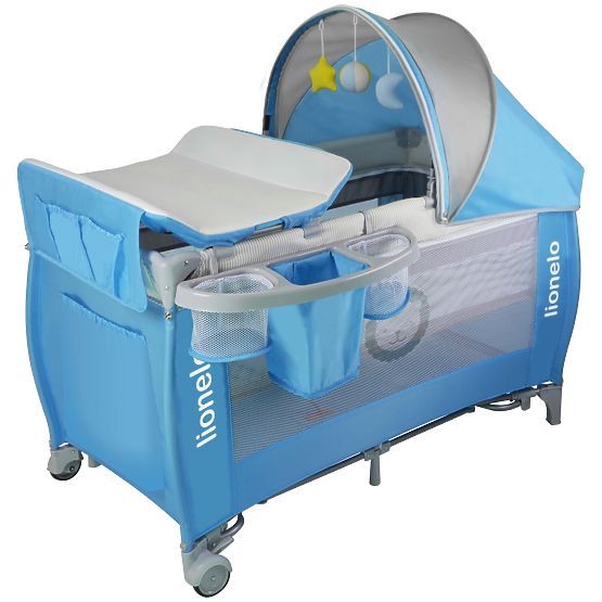 Pătuțul de călătorie LIONELO Sven plus de culoare albastrǎ