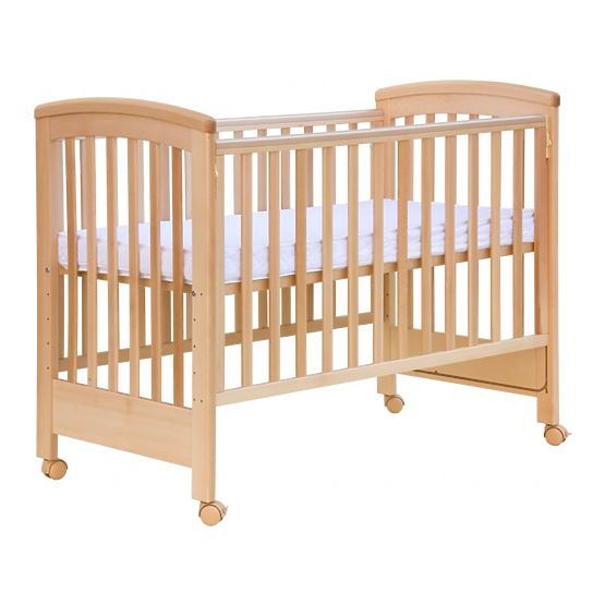 Patutul pentru copii cu latura rabatabila Scarlett Laura - Natural