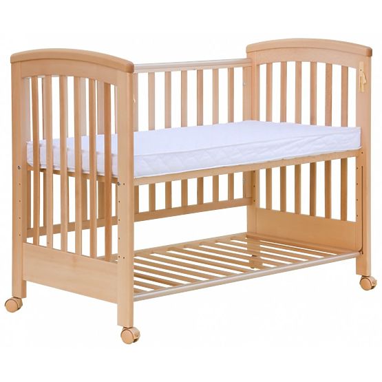 Patutul pentru copii cu latura rabatabila Scarlett Laura - Natural