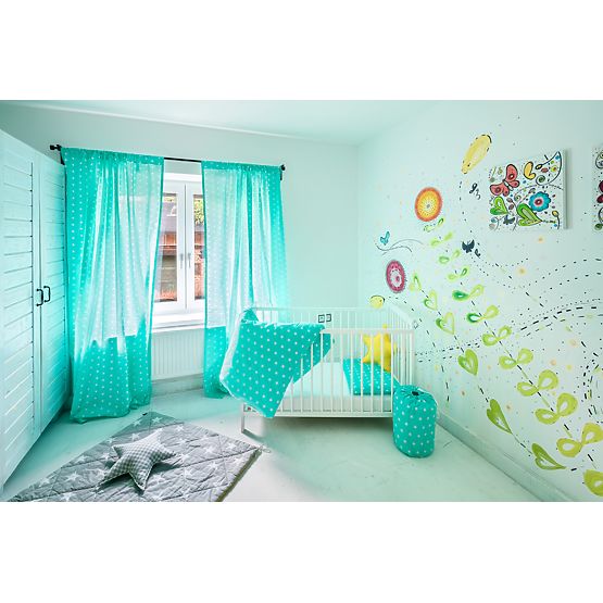 Perdele pentru copii – model cu stele verde mentă 88