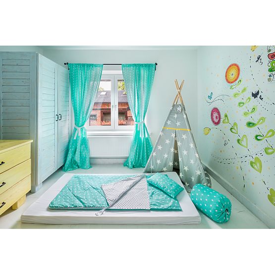Perdele pentru copii – model cu stele verde mentă 88